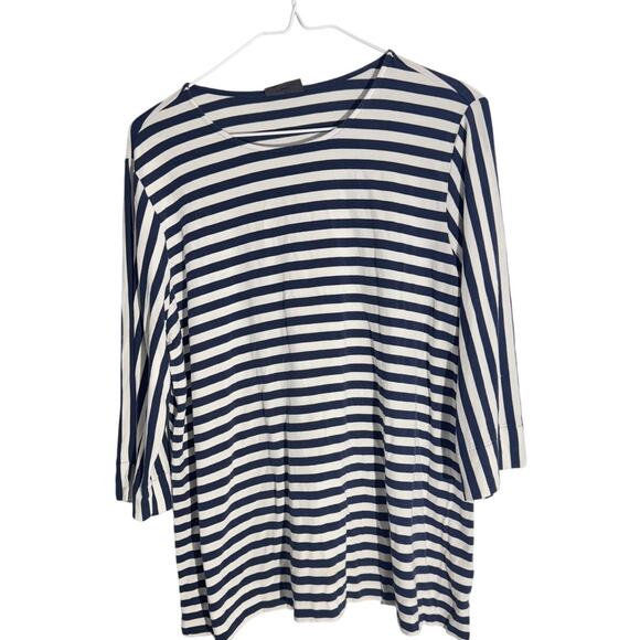 J.Jill Wearever Collection Navy White Striped Top Size L - Picture 1 of 6